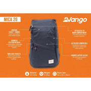 Vango Mica 20 Rucksack 20L Black Vango - Dynamic Drive
