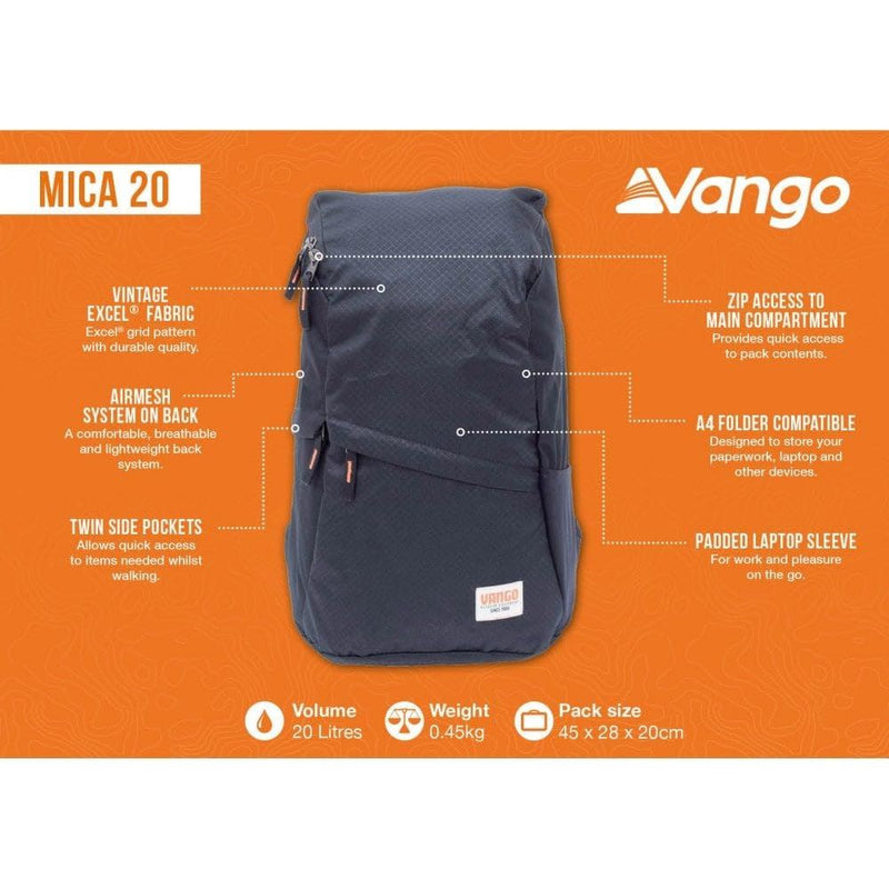 Vango Mica 20 Rucksack 20L Black Vango - Dynamic Drive