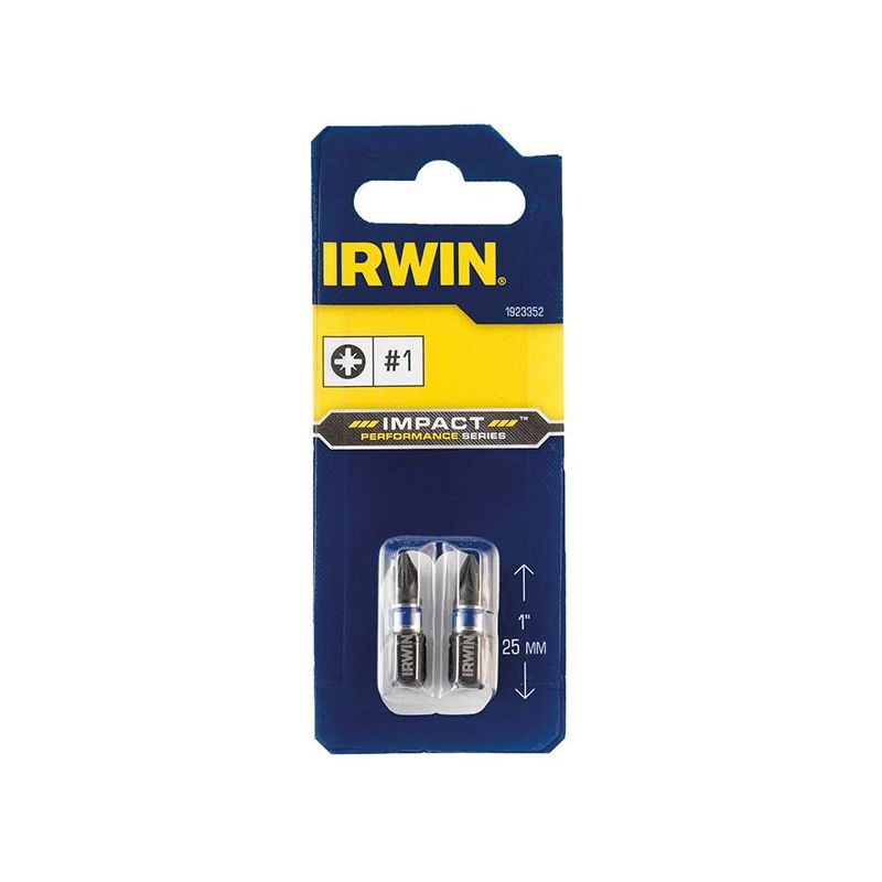 Irwin® Impact Screwdriver Bits Pozi PZ1 25mm (Pack 2) IRWIN® - Dynamic Drive