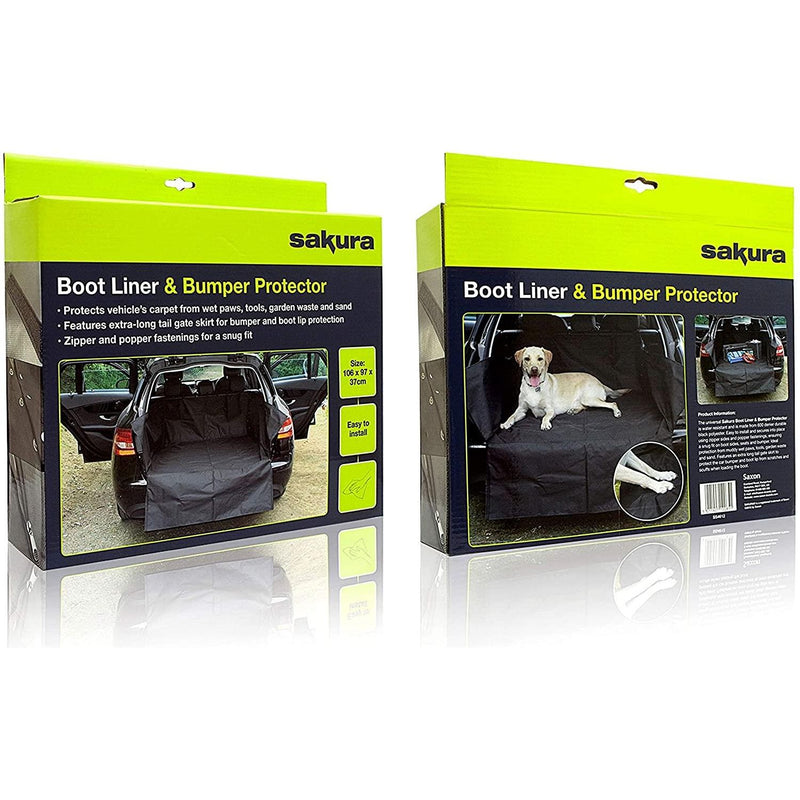 Sakura Heavy Duty Water Resistant Car Boot Liner Mat & Bumper Protector - Black Sakura  - Dynamic Drive