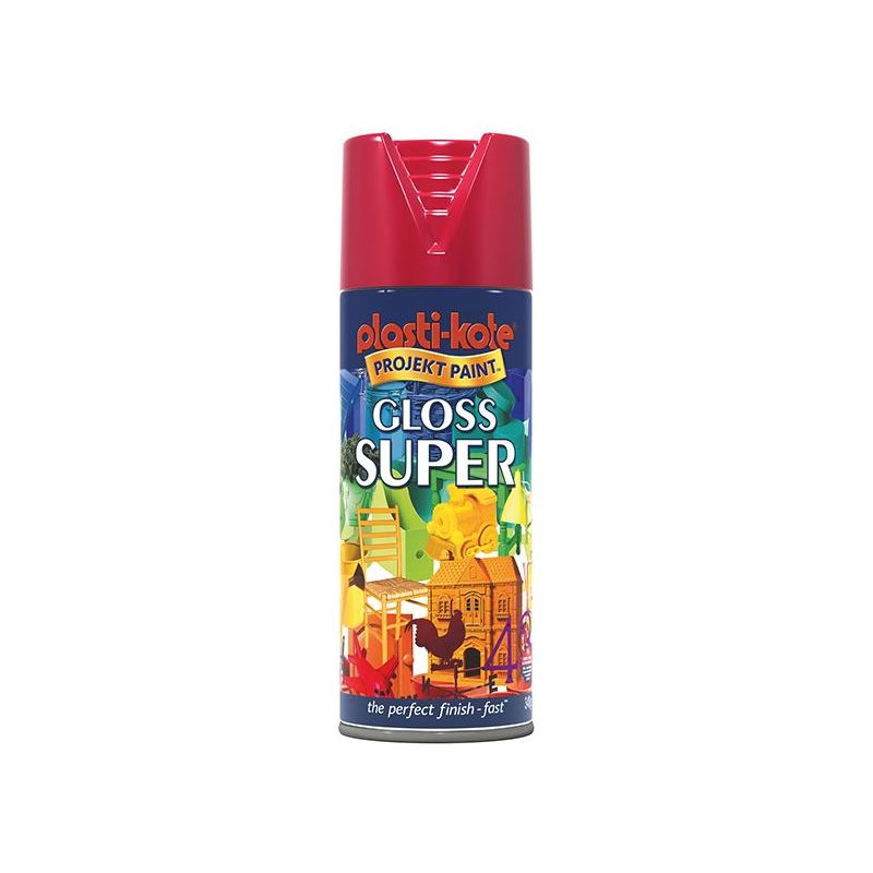 Plastikote Gloss Super Spray Bright Red 400ml PlastiKote - Dynamic Drive