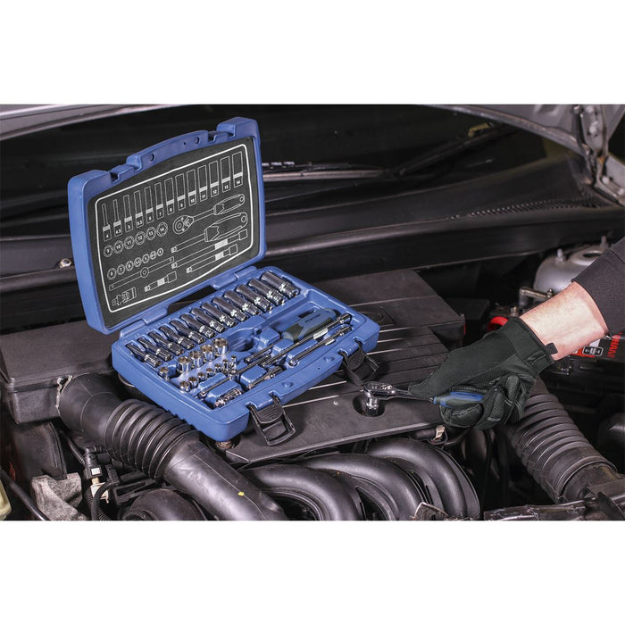 Sealey Premier 33pc 1/4" Drive WallDrive Metric Socket Set 4-14mm Ratchet Handle Sealey  - Dynamic Drive