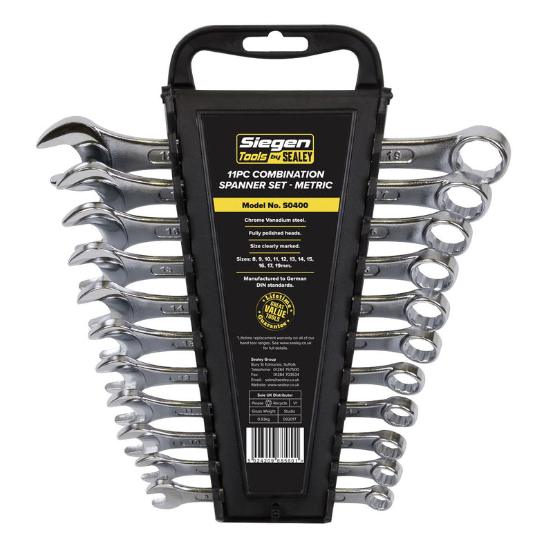 Sealey Combination Spanner Set 11pc Metric S0400 Siegen by Sealey - Dynamic Drive