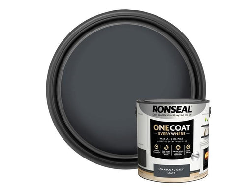 Ronseal One Coat Everywhere Interior Paint Charcoal Grey Matt 2.5 litre Ronseal - Dynamic Drive
