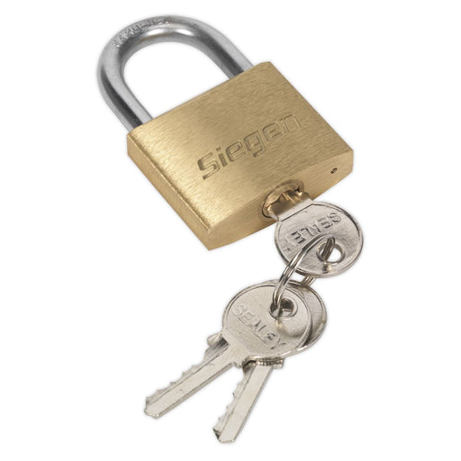 Seigen by Sealey Brass Body Padlock with Brass Cylinder 40mm S0987 Seigen by Sealey  - Dynamic Drive