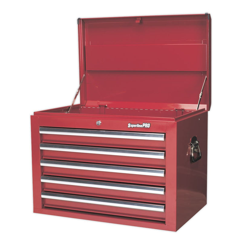 Sealey Topchest 5 Drawer with Ball-Bearing Slides Red AP26059T Sealey - Dynamic Drive