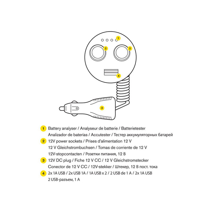 Ring RMS10 12V 120W In Car lighter Twin Can Multisocket Twin USB Sockets Single Ring Automotive - Dynamic Drive