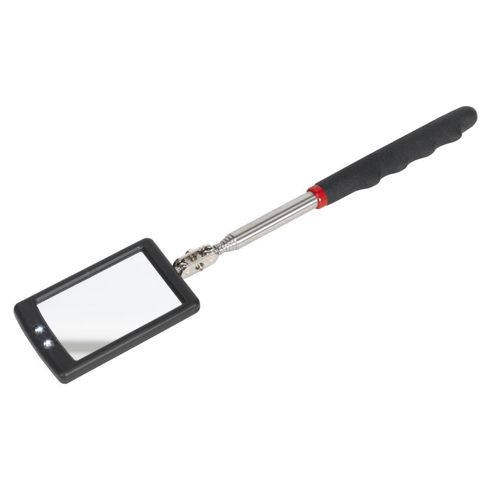 Sealey Telescopic Inspection Mirror 52 x 83mm with 2 LEDs S0948 Sealey - Dynamic Drive
