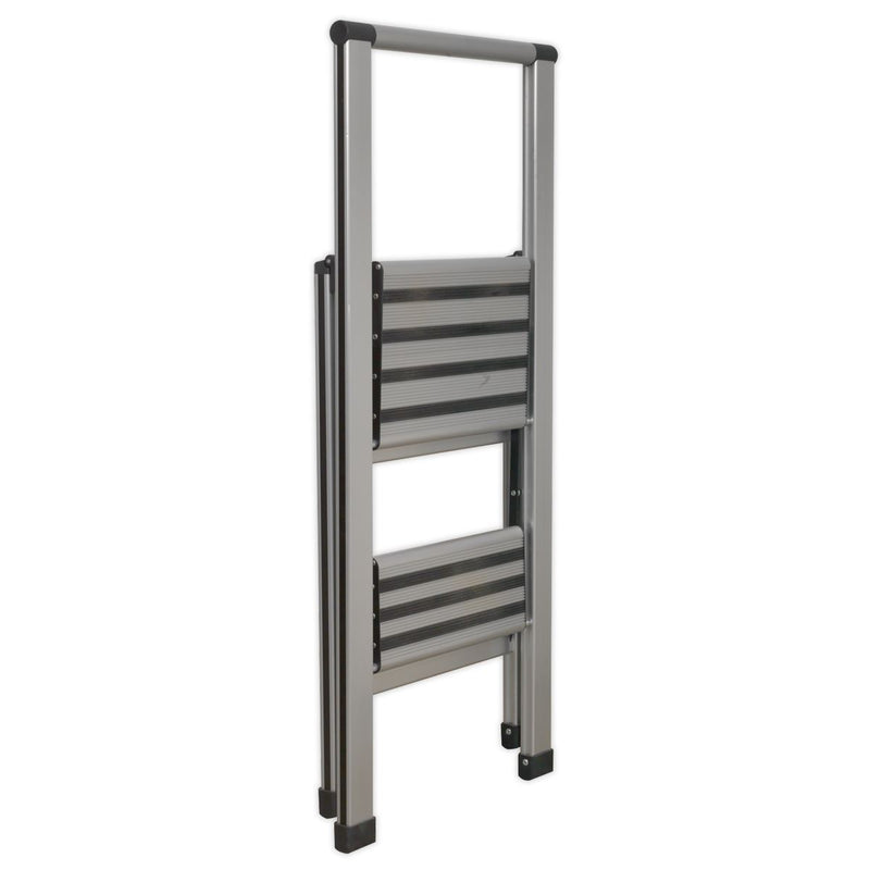 Sealey Aluminium Prof Folding Step Ladder 2-Step 150kg Capacity APSL2 Sealey  - Dynamic Drive