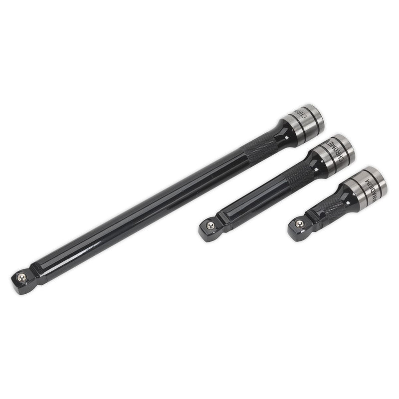 Sealey Wobble/Rigid Extension Bar Set 3pc 1/2"Sq Drive Black Series AK7692 Sealey - Dynamic Drive