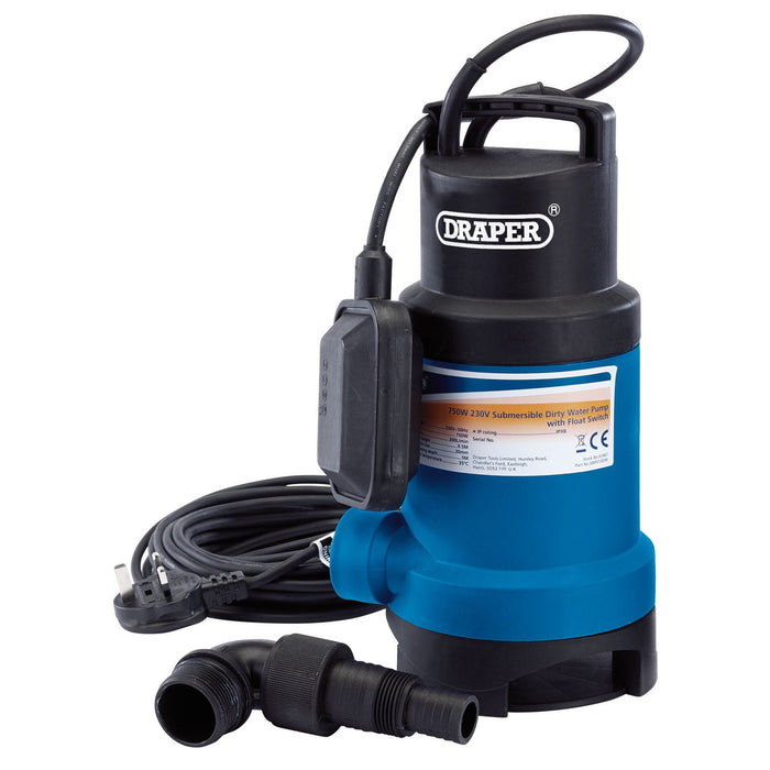 Draper Submersible Dirty Water Pump with Float Switch, 200L/Min, 750W 61667 Draper - Dynamic Drive