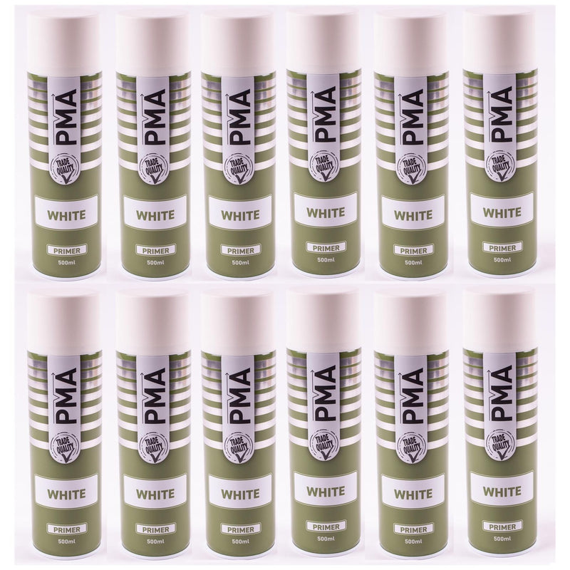 12 x PMA Professional White Primer 500ml Spray Paint High Coverage PMA - Dynamic Drive