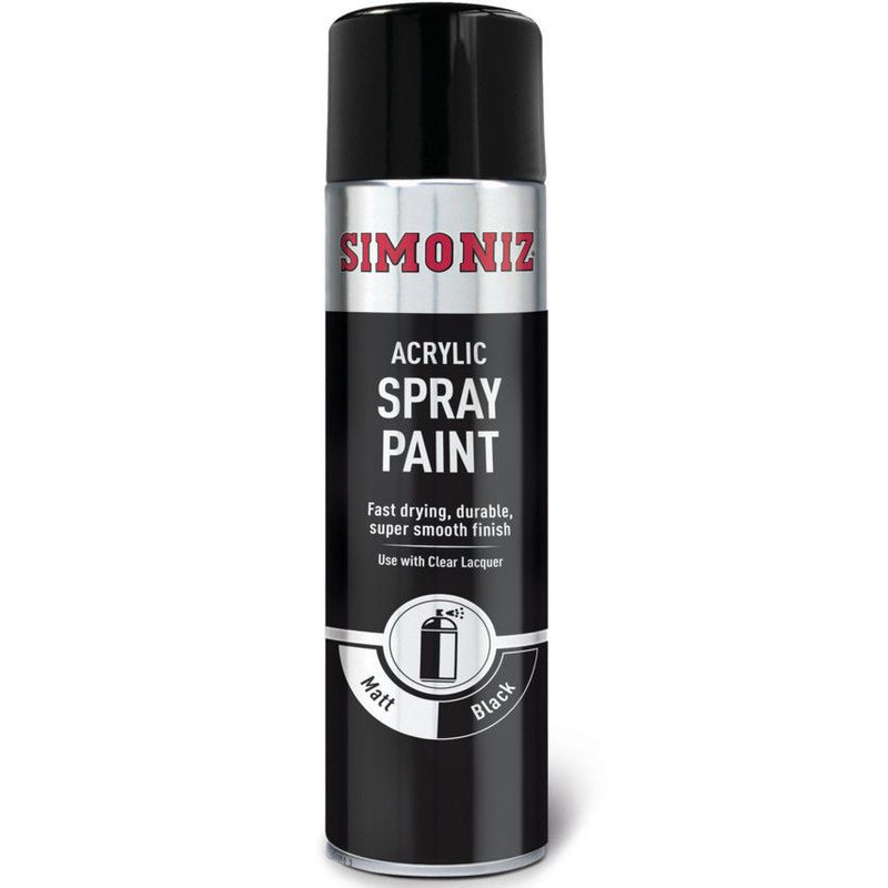Simoniz Large Matt Black Acrylic Aerosol Car Auto Spray Paint 500ml SIMP17D Simoniz - Dynamic Drive