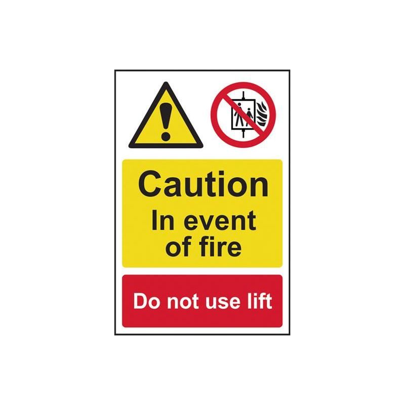 Scan Caution Event of Fire Do Not Use Lift - PVC Sign 200 x 300mm Scan - Dynamic Drive