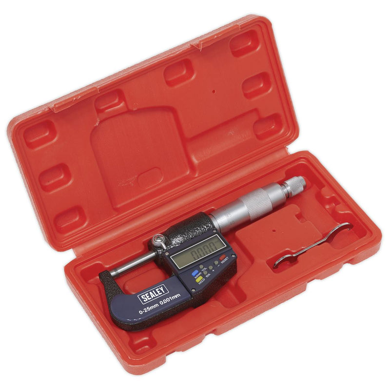 Sealey Digital External Micrometer 0-25mm(0-1") Sealey  - Dynamic Drive