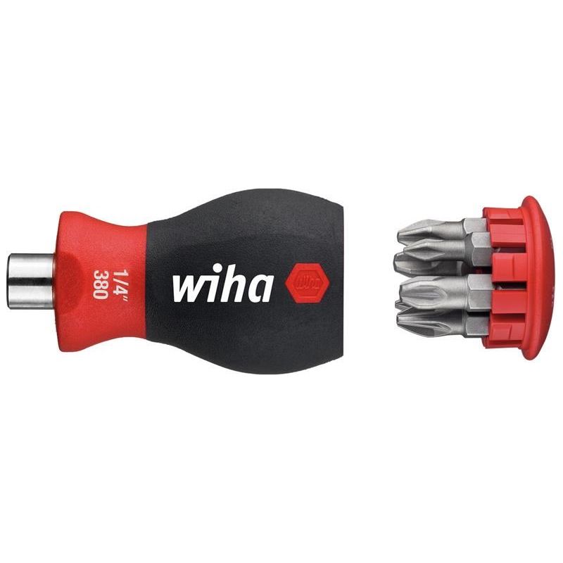 Wiha Magnetic SoftFinish® Stubby Screwdriver with Bit Magazine (PH, PZ) Wiha - Dynamic Drive