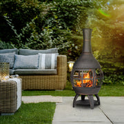 Dellonda Deluxe 360 Chiminea/Fire Pit - Antique Bronze Finish Dellonda  - Dynamic Drive