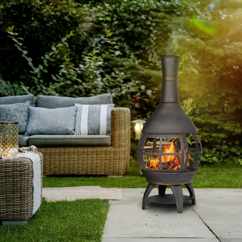 Dellonda Deluxe 360 Chiminea/Fire Pit - Antique Bronze Finish Dellonda  - Dynamic Drive