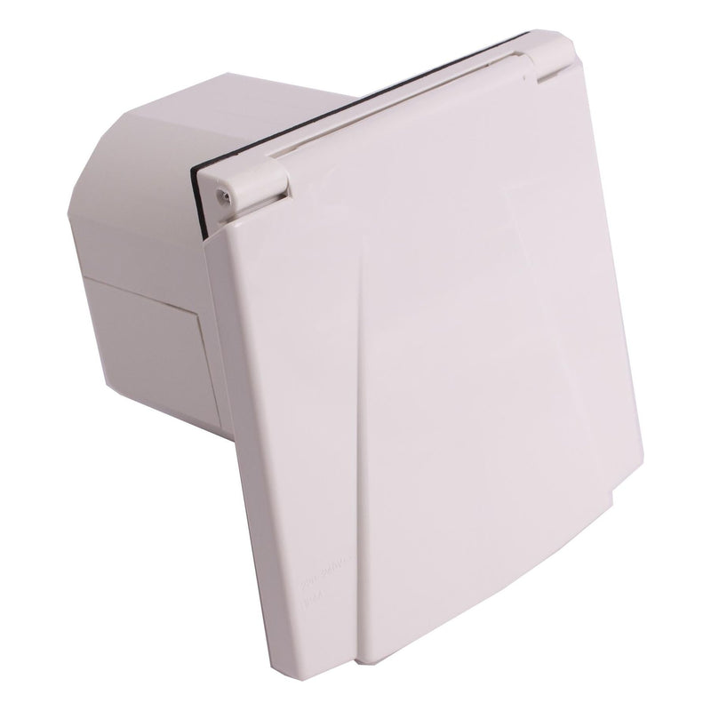 Flush Fitting White Mains Hook Up Inlet Socket Caravan Motorhome Camper Flap Powerpart  - Dynamic Drive