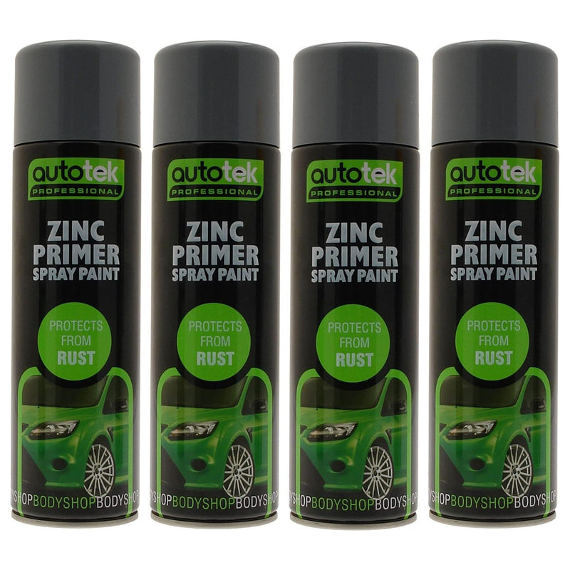 4x Autotek Professional Zinc Primer 500ml Spray Paint High Coverage Autotek - Dynamic Drive