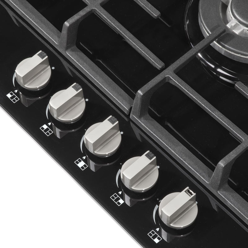 Baridi Gas Hob with 5 Cooking Zones 70cm - Black DH228 Baridi - Dynamic Drive