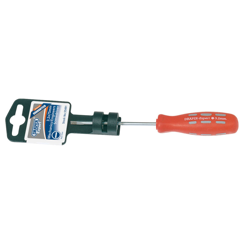 Draper Plain Slot Parallel Tip Mechanic's Screwdriver, 3.2 x 75mm 55491 Draper - Dynamic Drive