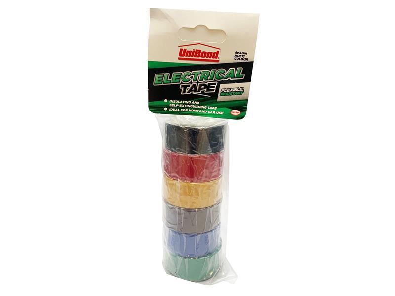 Unibond Electrical Tape (6 Colour Pack) 19mm x 3.5m UniBond - Dynamic Drive