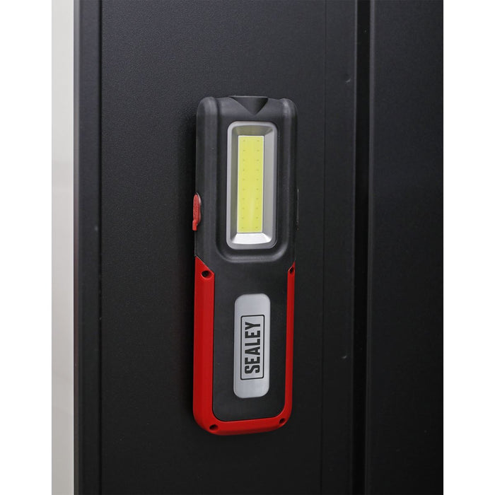 Sealey LED318 Rechargeable Inspection Lamp 5W COB + 3W LED + Power Bank Red Sealey  - Dynamic Drive