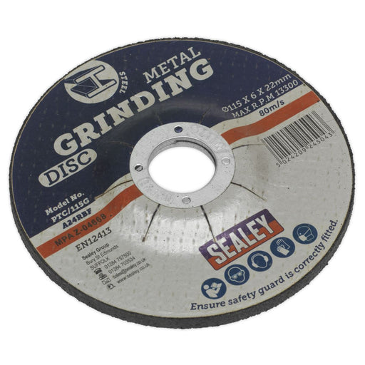Sealey Grinding Disc115 x 6mm22mm Bore PTC/115G Sealey - Dynamic Drive