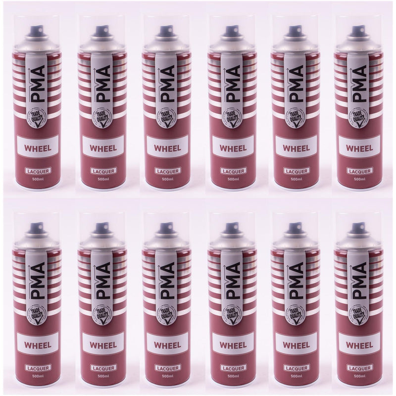12 X PMA Wheel Lacquer Clear Paint Spray 500ml Laquer Bodyshop Repair PMA - Dynamic Drive