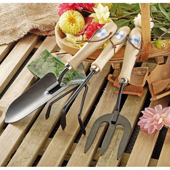 Draper Carbon Steel Hand Fork, Cultivator and Trowel with Hardwood Handles 83993 Draper  - Dynamic Drive