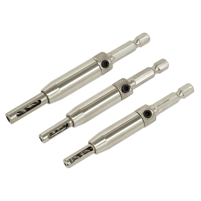Sealey Self-Centring Chamfered Hinge Drill Set 3pc AK3HD Sealey - Dynamic Drive