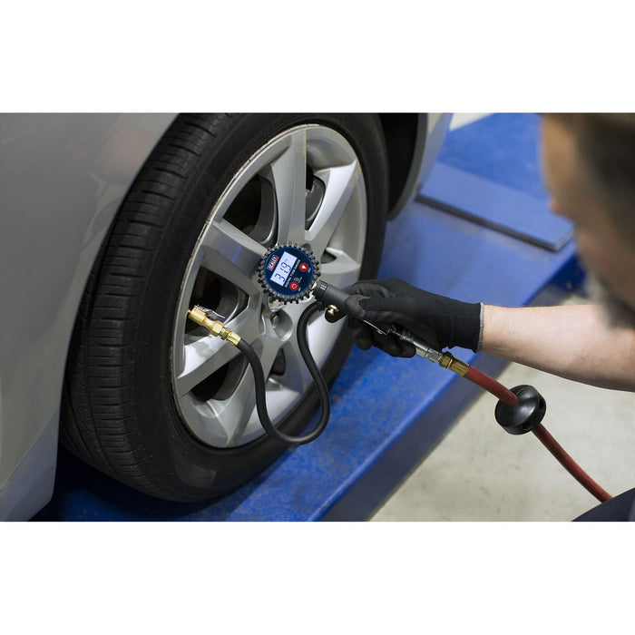 Sealey Digital Tyre Inflator Clip On Connector Dial Gauge Air Line Wheel Pump Sealey  - Dynamic Drive