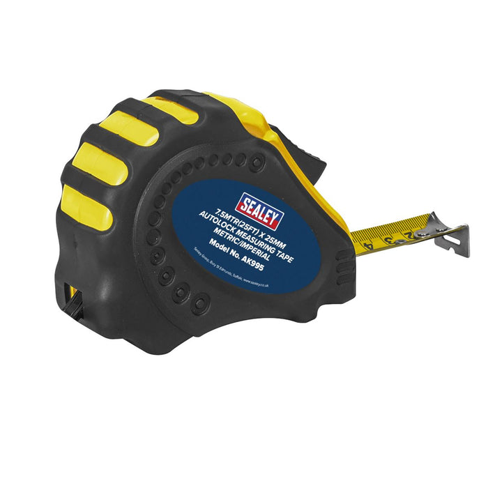 Sealey Metric/Imperial Auto Lock Tape Measure 7.5m(25ft) x 25mm AK995 Sealey - Dynamic Drive