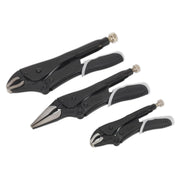 Sealey Premier Black 3pc Quick Release Locking Plier Sets Mole Grips Pliers Sealey  - Dynamic Drive