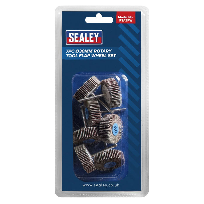 Sealey Rotary Tool Flap Wheel Set 7pc30mm RTA7FW Sealey - Dynamic Drive