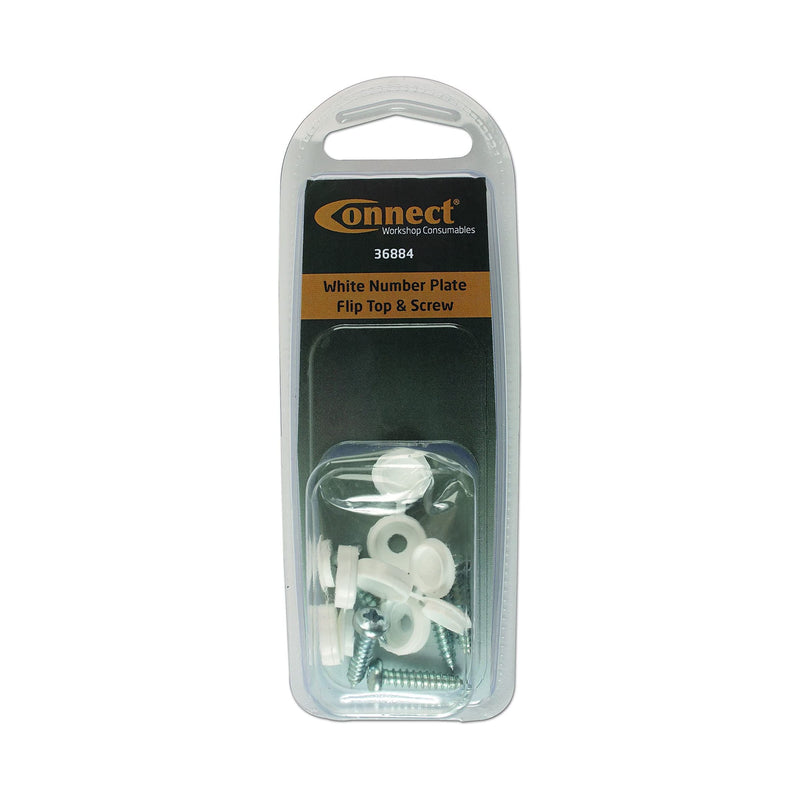 Connect White Number Plate Flip Top & Screw 5pc 36884 Tool Connection - Dynamic Drive