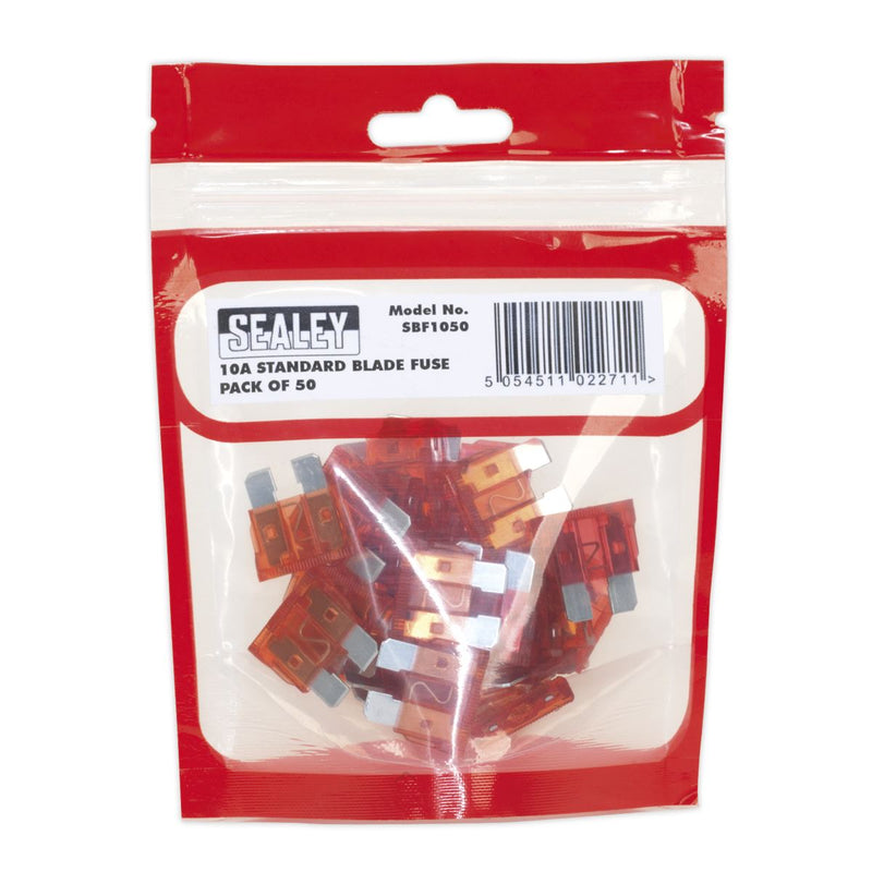 Sealey Automotive Standard Blade Fuse 10A Pack of 50 SBF1050 Sealey - Dynamic Drive