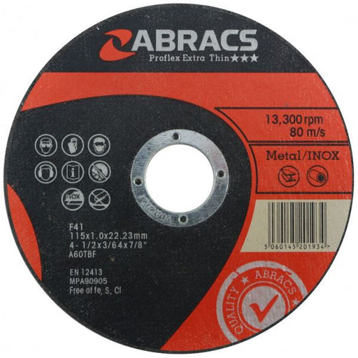Abracs Proflex Extra Thin Flat Cutting Disc 100 X 1.0 X 16mm 100 X 1.0 X 16mm Van Line - Dynamic Drive