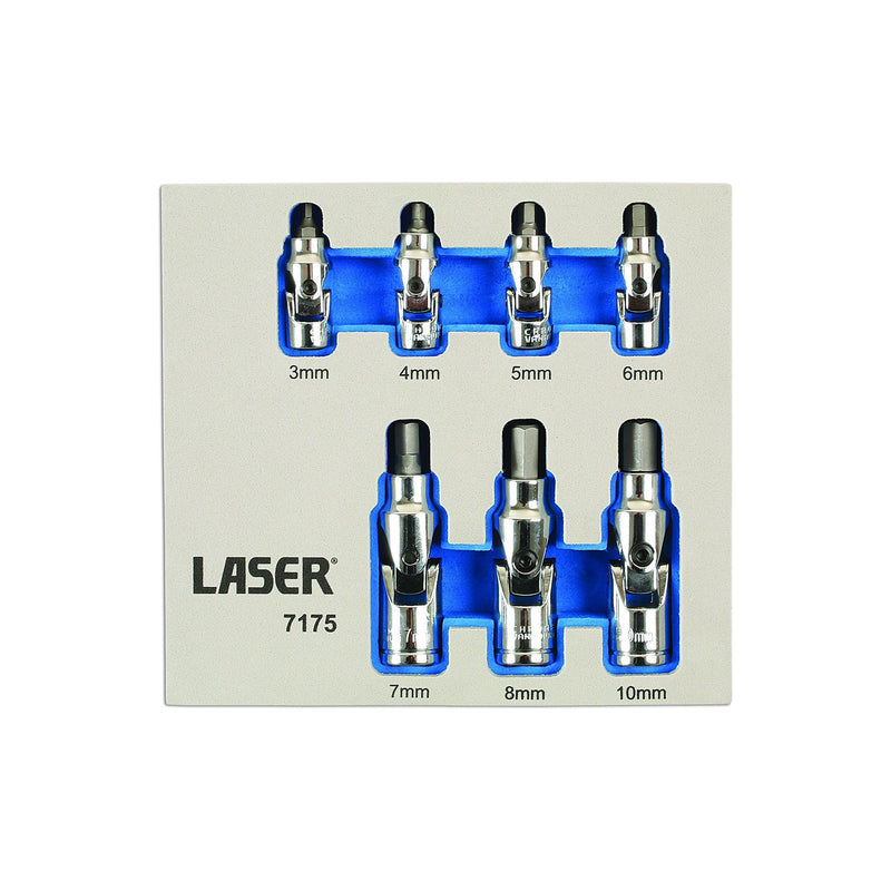 Laser Universal Joint Hex Socket Bit Set 7pc 7175 Laser - Dynamic Drive