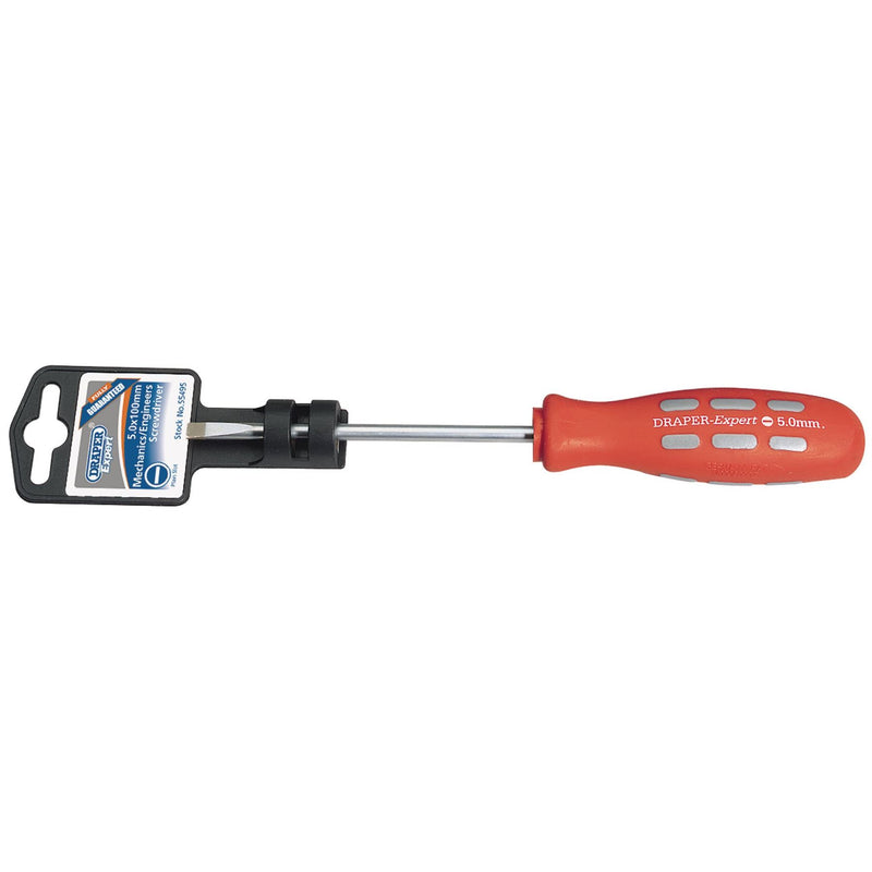 Draper Plain Slot Parallel Tip Mechanic's Screwdriver, 5 x 100mm 55495 Draper - Dynamic Drive