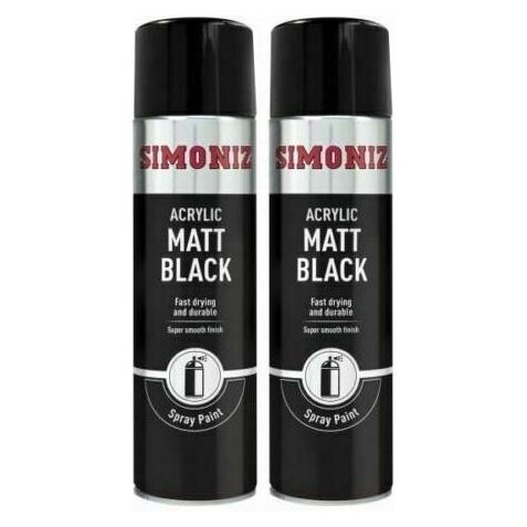 2x Simoniz Large Matt Black Acrylic Aerosol Car Auto Spray Paint 500ml SIMP17D Simoniz  - Dynamic Drive