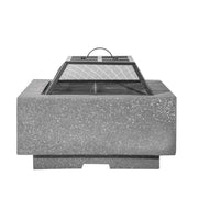 Dellonda Square Fire Pit with BBQ Grill Safety Mesh Screen Fire Poker Dark Grey Dellonda - Dynamic Drive