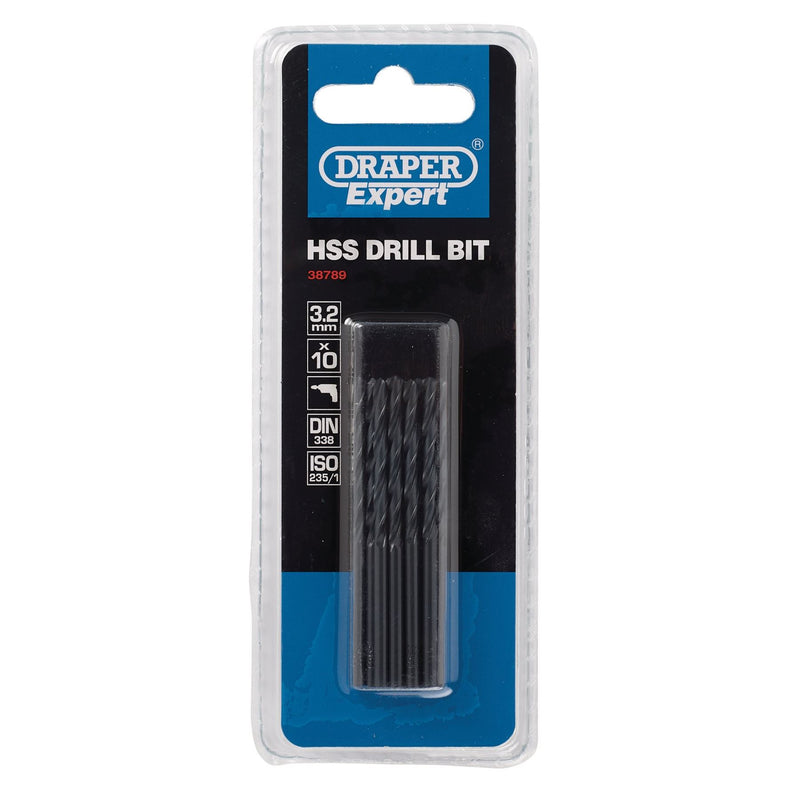 Draper HSS Drill Bits, 3.2mm (Pack of 10) 38789 Draper - Dynamic Drive
