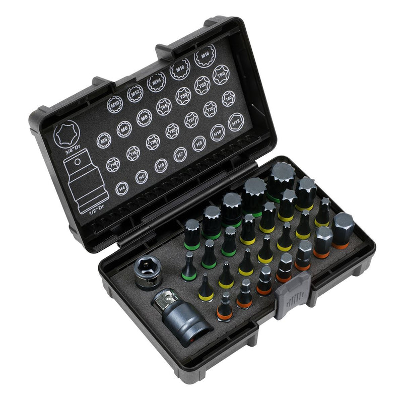 Sealey TRX-Star*/Hex/Spline Bit Set Impact 28pc 3/8" & 1/2"Sq Drive AK21902 Sealey - Dynamic Drive