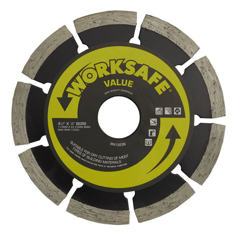 Sealey ï115 x22mm Value Diamond Blade WDV115 Sealey - Dynamic Drive