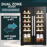 Baridi 24 Bottle Dual Zone Wine Fridge & Cooler DH97 Baridi - Dynamic Drive