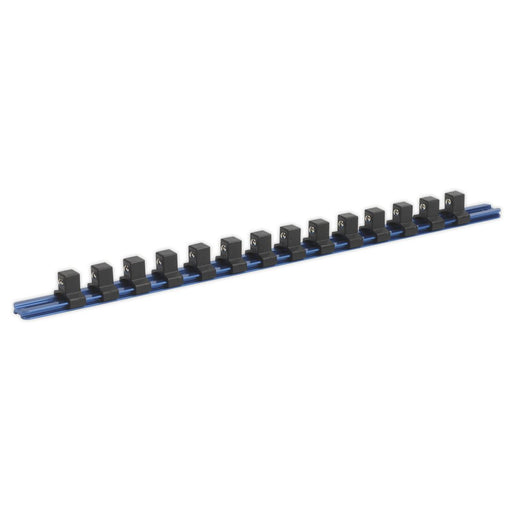Sealey Socket Retaining Rail with 14 Clips Aluminium 1/2"Sq Drive SR1214 Sealey - Dynamic Drive
