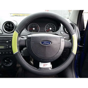 Universal Green and Black Car Steering Wheel Cover Non-Slip Soft Faux Leather Sakura  - Dynamic Drive