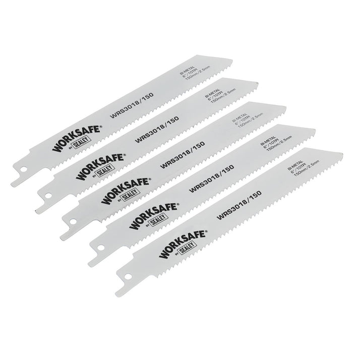 Sealey Reciprocating Saw Blade 150mm 10tpi Pack of 5 WRS3018/150 Sealey - Dynamic Drive